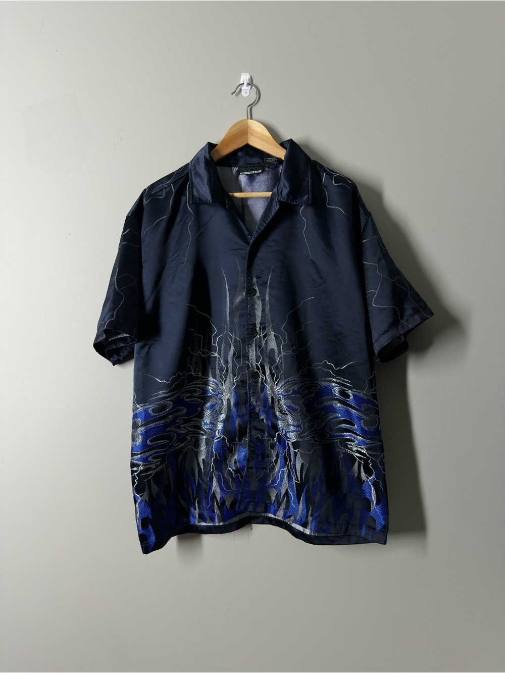 Vintage 2000 Skulls, Flames and Lightning Button Up Shirt